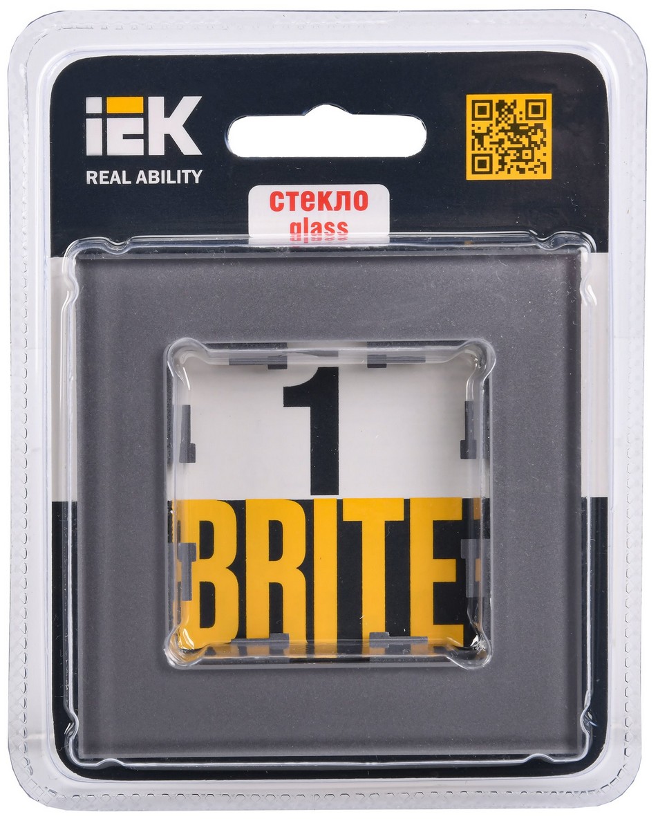 IEK Brite Рамки Рамка IEK BRITE 1-местная РУ-1-2-БрСе стекло серый BR-M12-G-K03