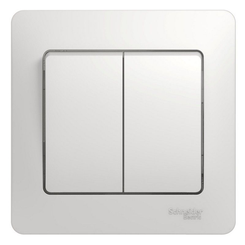 Glossa Белый Выключатель Systeme Electric Glossa Белый 2-клавишный, сх.5 (в сборе с рамкой) GSL000152