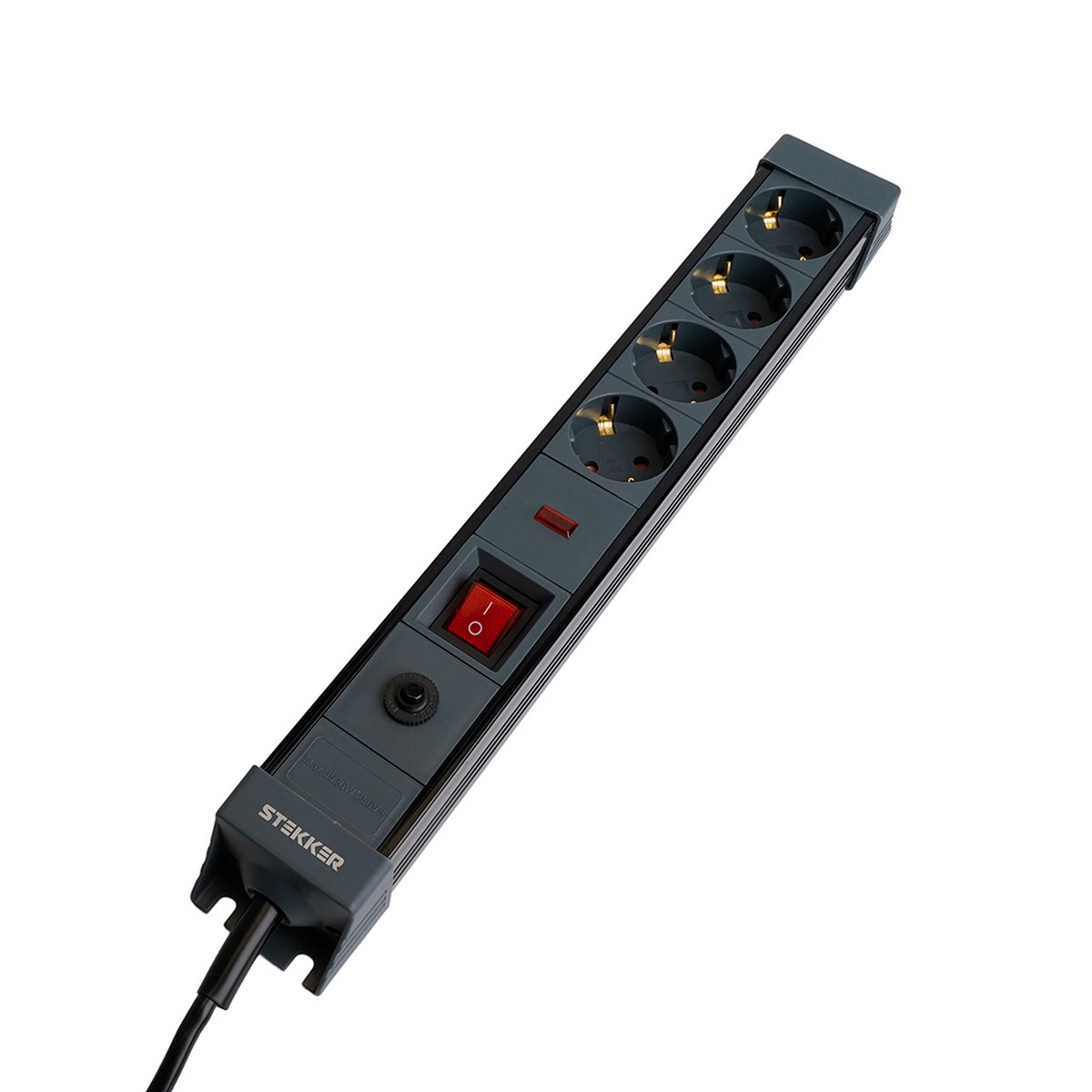 Колодки и удлинители, тройники Сетевой фильтр 4-местный с/з STEKKER HM22-41-03 3 м Techno черный 50157