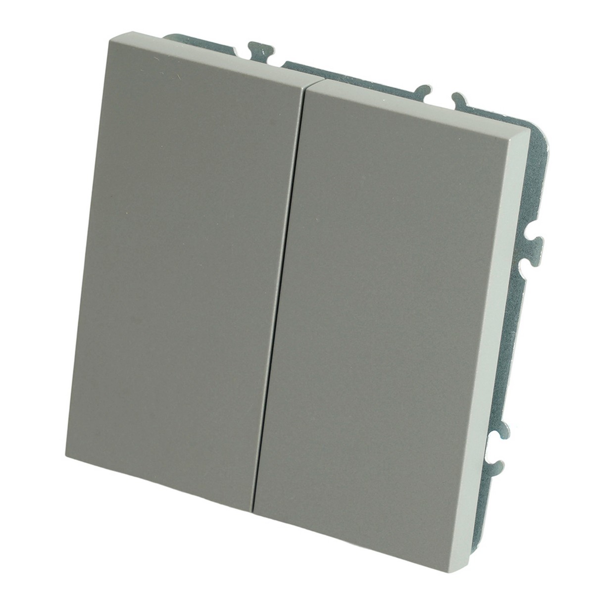 Эмили - Розетки и выключатели Stekker Переключатель 2-клавишный STEKKER Эмили RSW10-5107-10 платиново-серый soft touch 49947