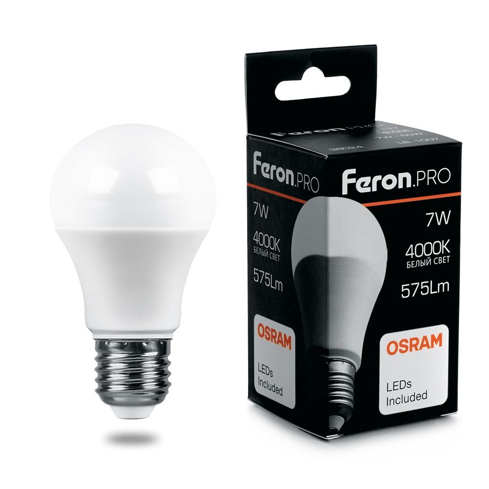 E27 Лампа светодиодная Feron.PRO LB-1007 Шар E27 7W 4000K OSRAM LED 38024