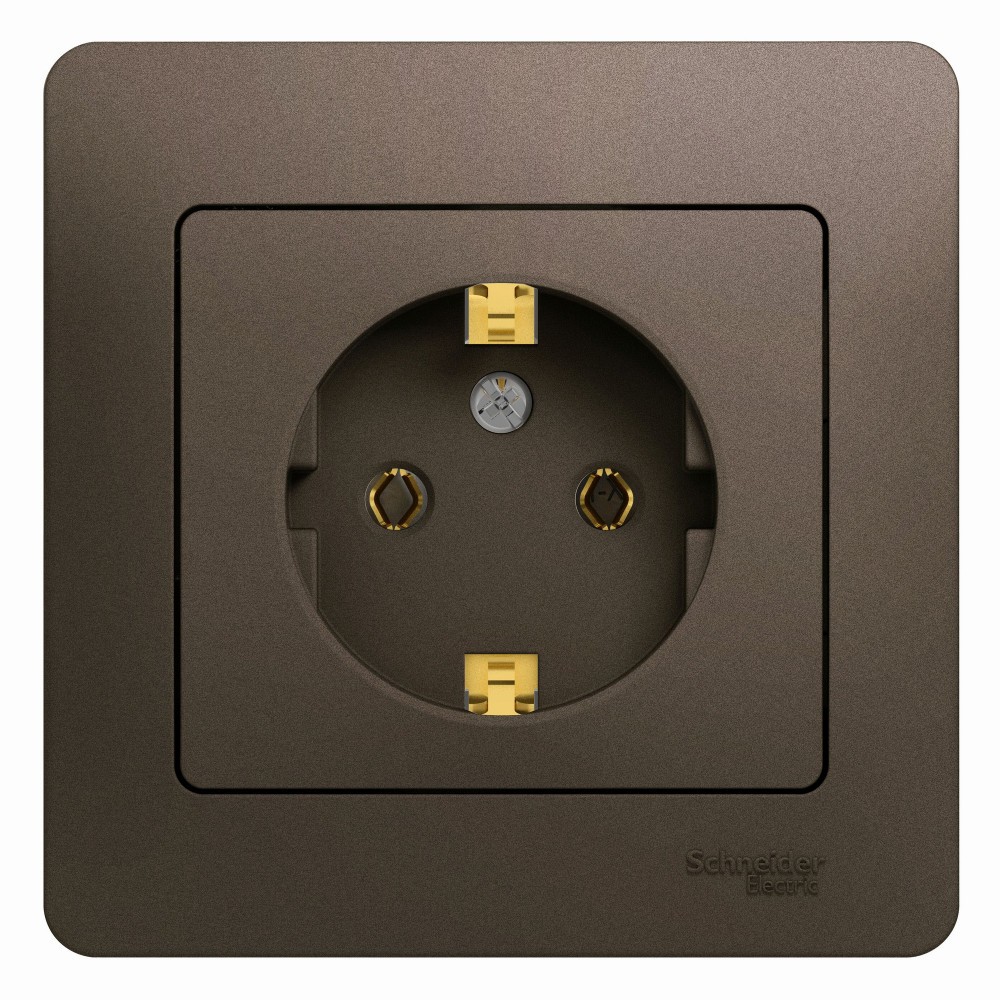 Glossa Шоколад Розетка Systeme Electric Glossa Шоколад с заземлением, 16А, в сборе GSL000842
