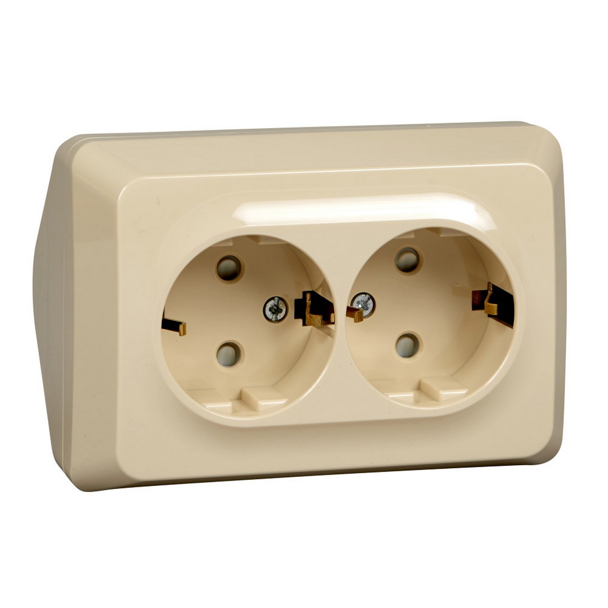 Этюд Кремовый Розетка 2-ая Systeme Electric Этюд наружный Бежевый угловая с/з со шторками 16А 250B PA16-108K