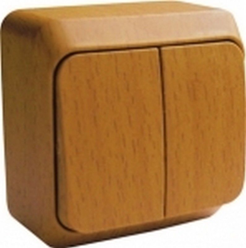 Этюд Дача Выключатель 2-клавишный Systeme Electric Этюд наружный Дача Темный бук с подсветкой BA10-006T