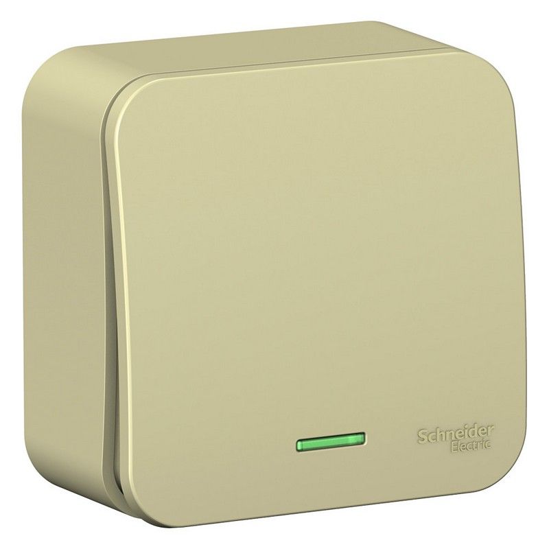 Blanca бежевые розетки и выключатели Выключатель SE Blanca 1-клавишный Бежевый наружный (cх.1) с подсветкой изолир. пластина BLNVA101117