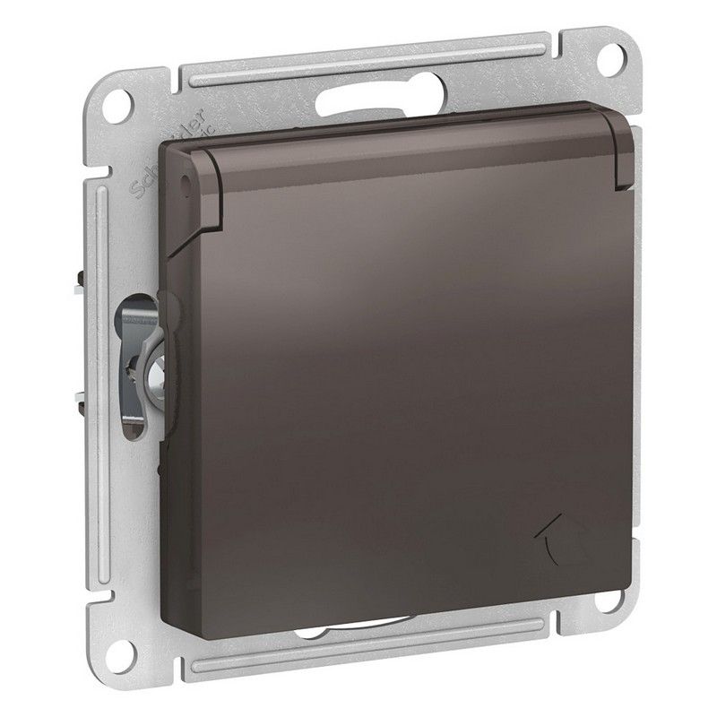 AtlasDesign Мокко Розетка Systeme Electric AtlasDesign Мокко с/з, со шторками, с крышкой, 16А, в сборе ATN000646