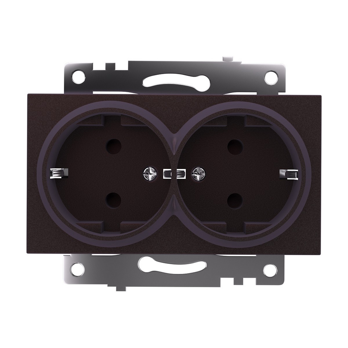 Катрин - Розетки и выключатели Stekker Розетка 2-местная с/з STEKKER GLS16-7114-04 250V 16А с защ. шторкой Катрин шоколад 49030