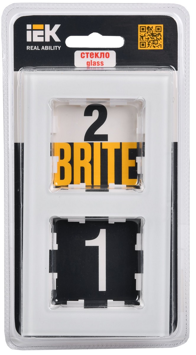 IEK Brite Рамки Рамка IEK BRITE 2-местная РУ-2-2-БрБ стекло белый BR-M22-G-K01