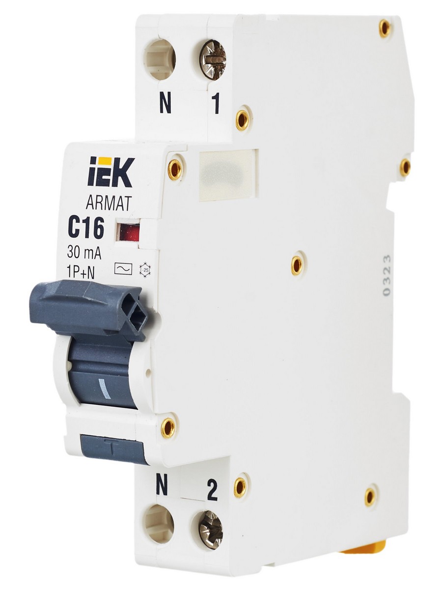 АВДТ Дифф. Автомат IEK ARMAT B06S 1P+NP C16 30мА тип AC (18мм) AR-B06S-1N-C16C030