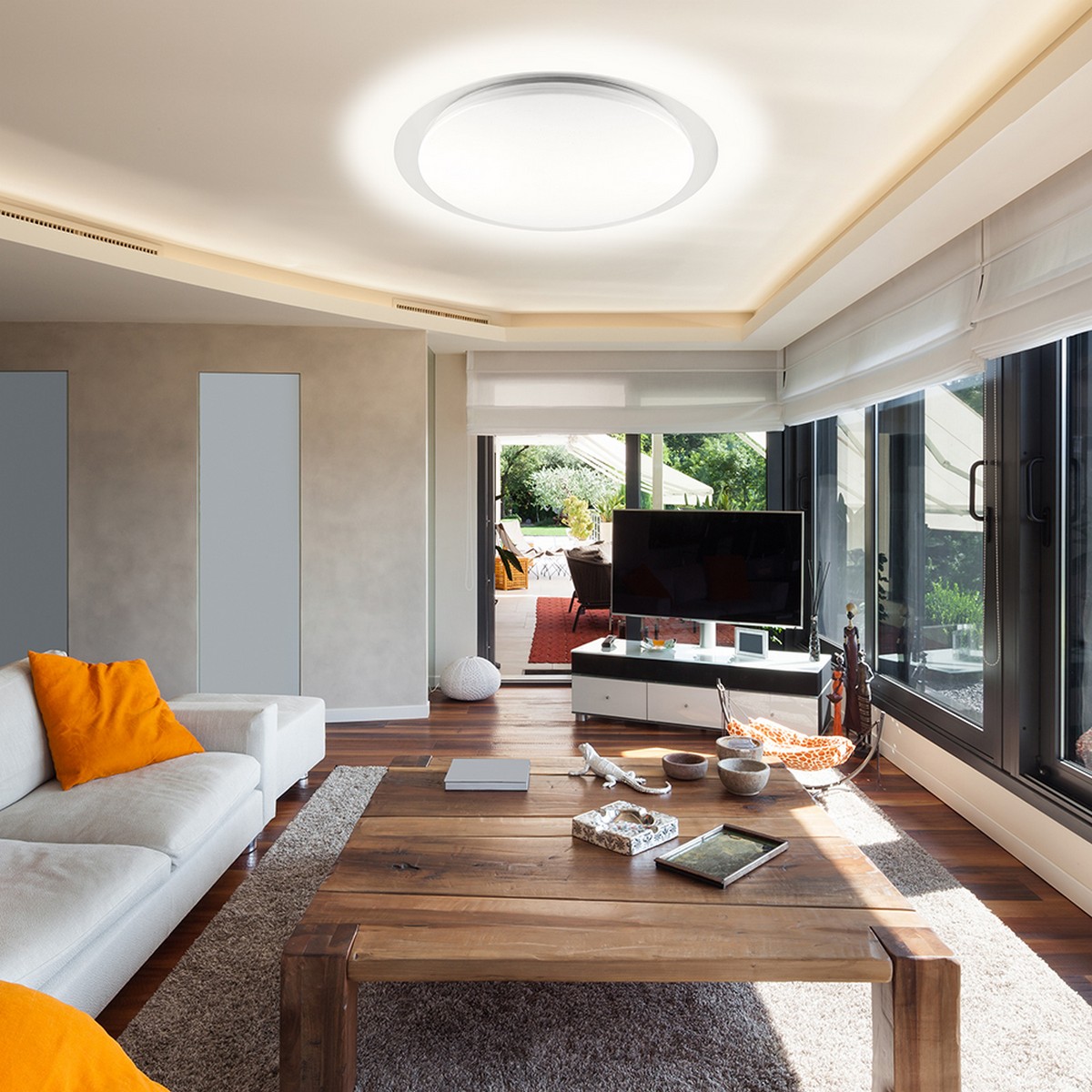 Управляемые светодиодные светильники и люстры Светодиодный управляемый светильник накладной Feron AL5000 тарелка 36W 3000К-6500K бел. с кант 29633 