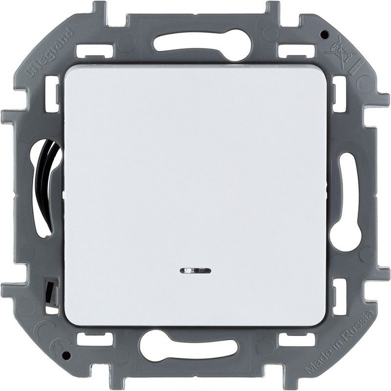 Legrand Inspiria Белый Переключатель Legrand INSPIRIA Белый одноклавишный с подсветкой/индикацией 10 AX 250 В 673660