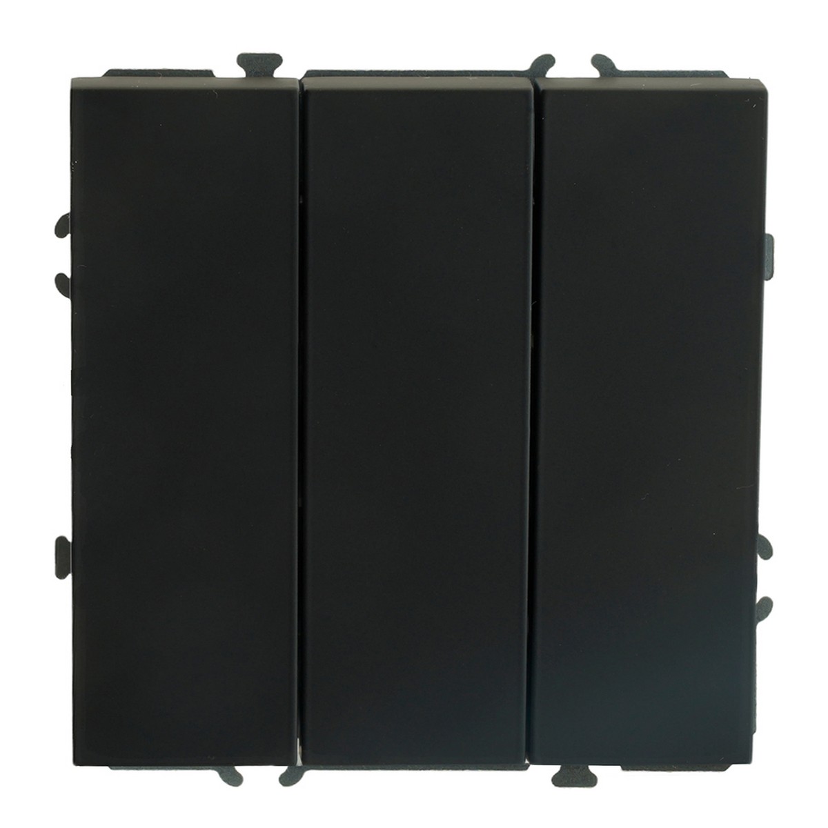 Эмили - Розетки и выключатели Stekker Выключатель 3-клавишный STEKKER Эмили RSW10-5108-05 черный уголь soft touch 49844