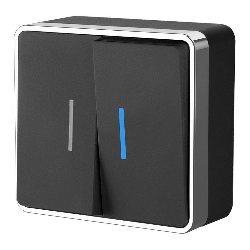 Werkel Gallant черный хром Выключатель Werkel двухклавишный с подсветкой Gallant (черный/хром) W5020135