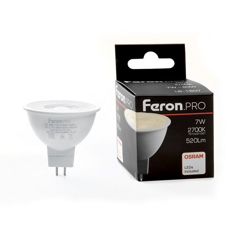 MR11/MR16/GU5.3 Лампа светодиодная Feron.PRO LB-1607 G5.3 7W 2700K 38185 