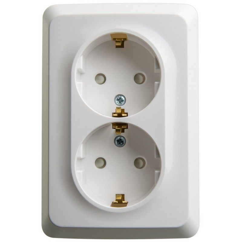 Этюд Белый Розетка 2-ая Systeme Electric Этюд наружный Белый угловая с/з со шторками 16А 250B PA16-108B