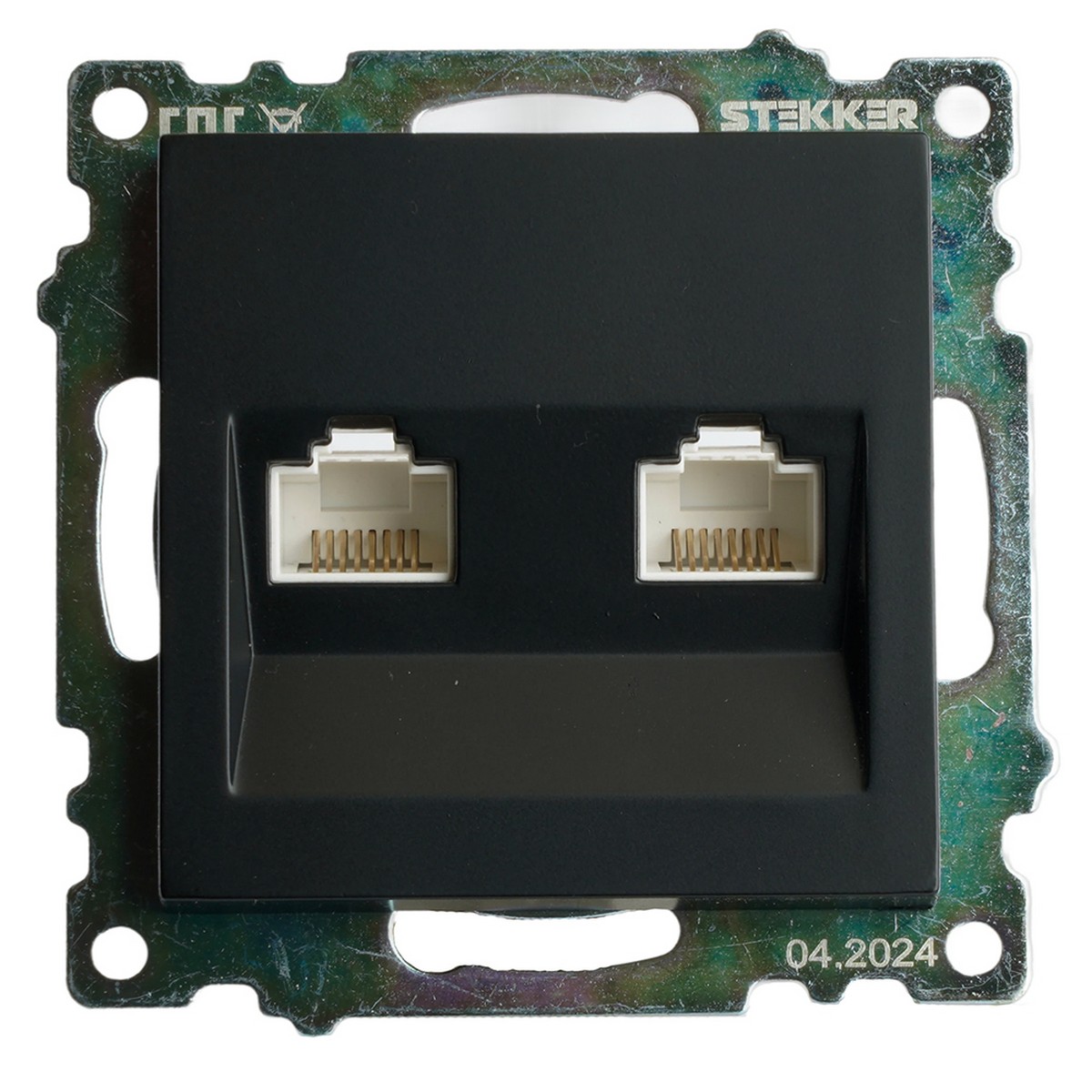 Катрин - Розетки и выключатели Stekker Розетка компьютерная 2-местная RJ-45 STEKKER GLS00-7109-05 Катрин черный 50007
