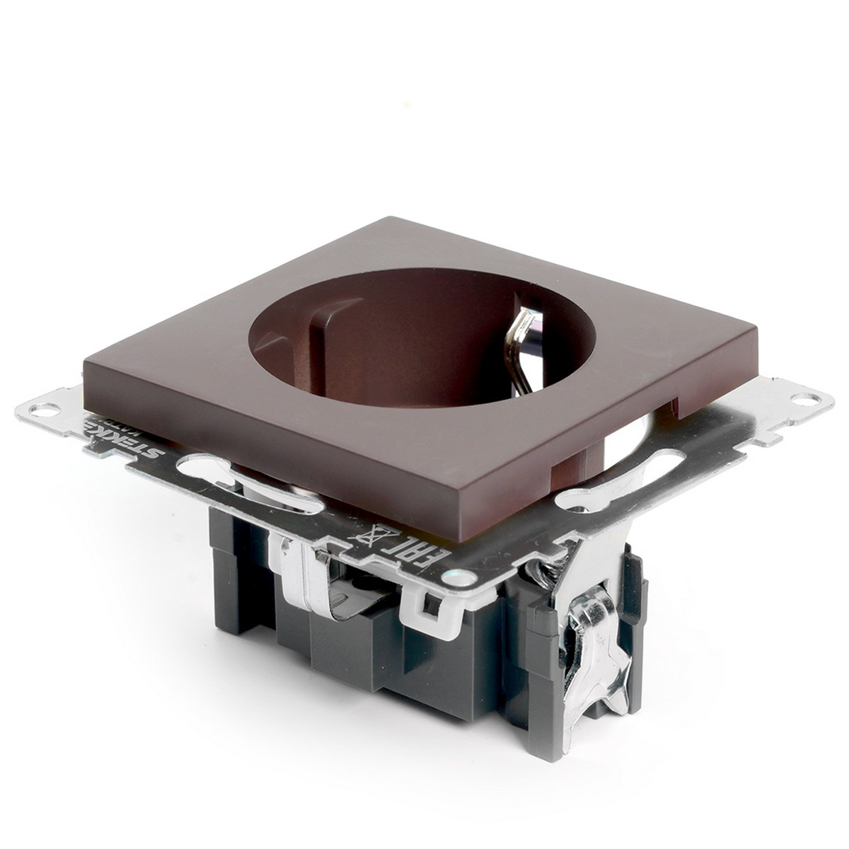 Катрин - Розетки и выключатели Stekker Розетка 1-местная с/з STEKKER GLS16-7110-04 250V 16А с защ. шторкой Катрин шоколад 49028