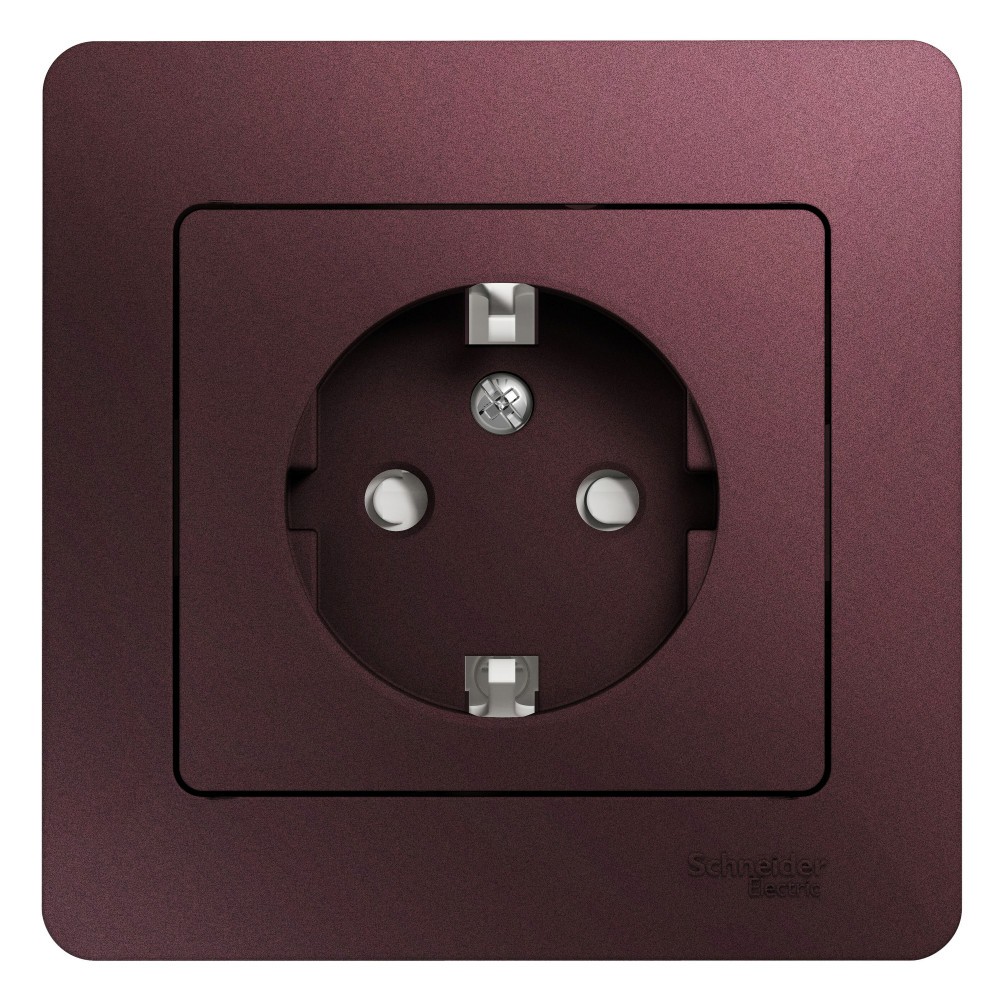 Glossa Баклажан Розетка Systeme Electric Glossa Баклажановая с-з со шторками (в сборе) GSL001144