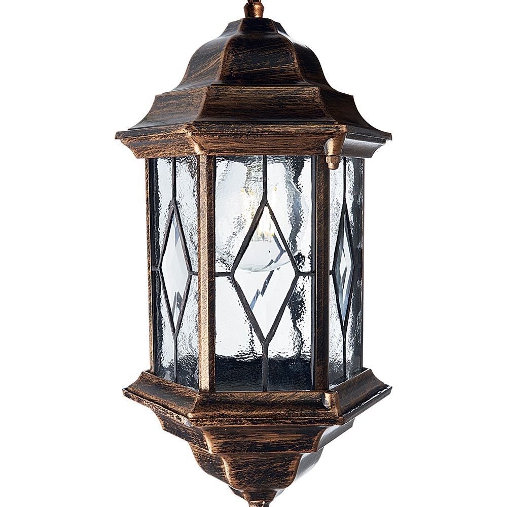 Уличные светильники на цепочке Уличный светильник Feron PL125 шестигранный на цепочке 60W E27 230V, черное золото 11347 