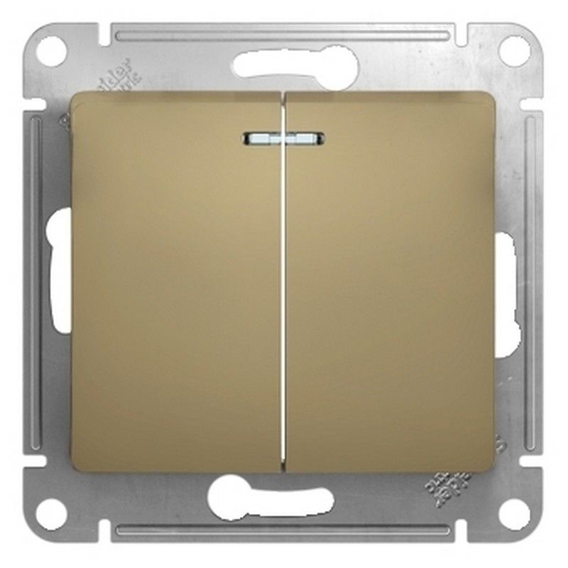 Glossa Титан Выключатель Systeme Electric Glossa Титан 2-клавишный с подсветкой, сх.5а GSL000453