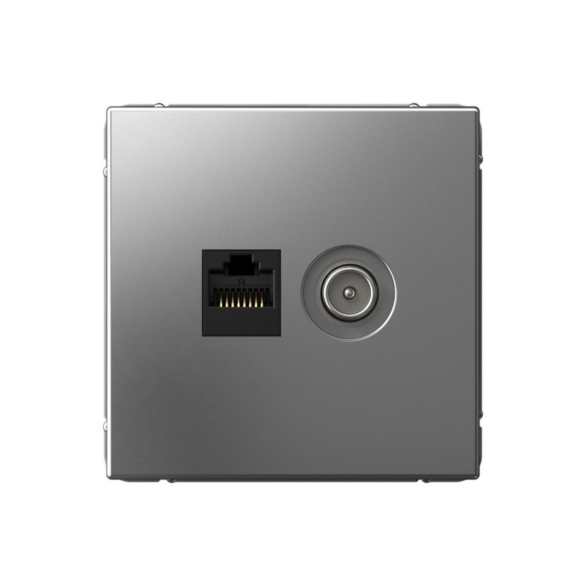 ArtGallery Сталь Розетка Systeme Electric ArtGallery Сталь двойная ТВ + компьютерная RJ45 кат. 5Е GAL000989