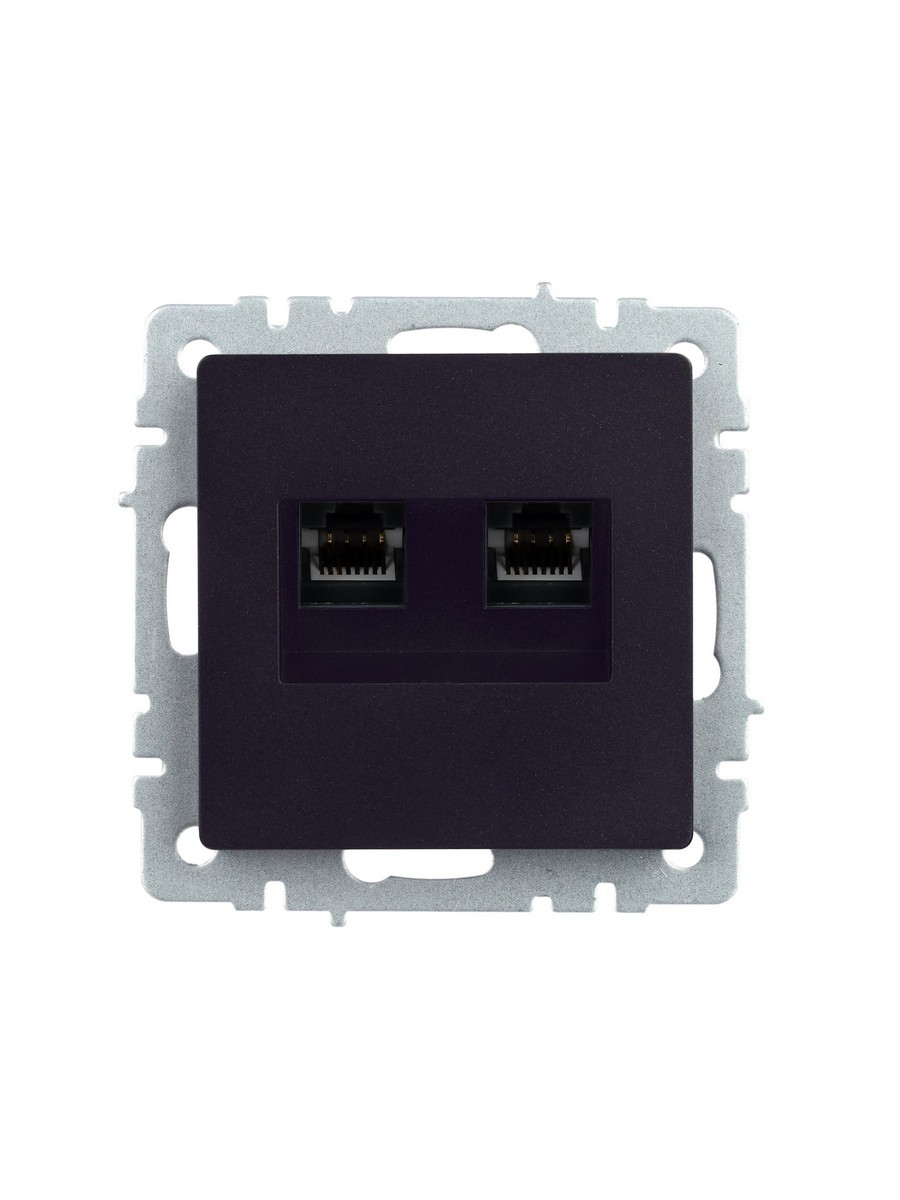 IEK Brite Черный Розетка IEK BRITE компьютерная двойная RJ45 кат.5E РК10-2-БрЧ черный BR-K20-1-K02