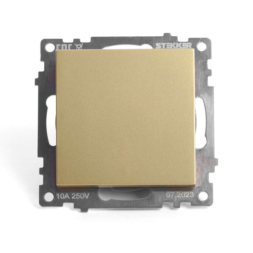 Катрин - Розетки и выключатели Stekker Выключатель 1-клавишный STEKKER GLS10-7103-08 250V 10А Катрин золото 49213