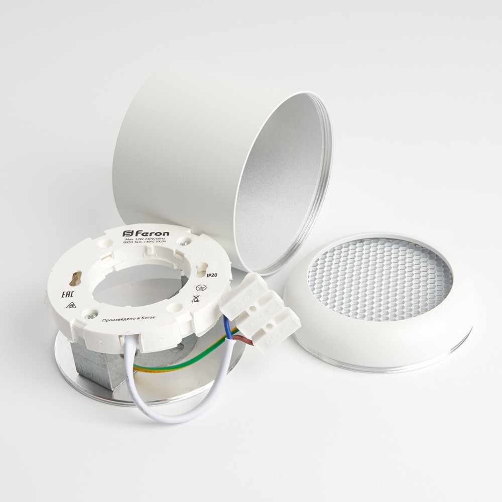 Светильники споты светодиодные Светильник спот потолочный Feron HL365 Barrel ECHO 12W GX53 белый с антибликовой сеточкой 48401 