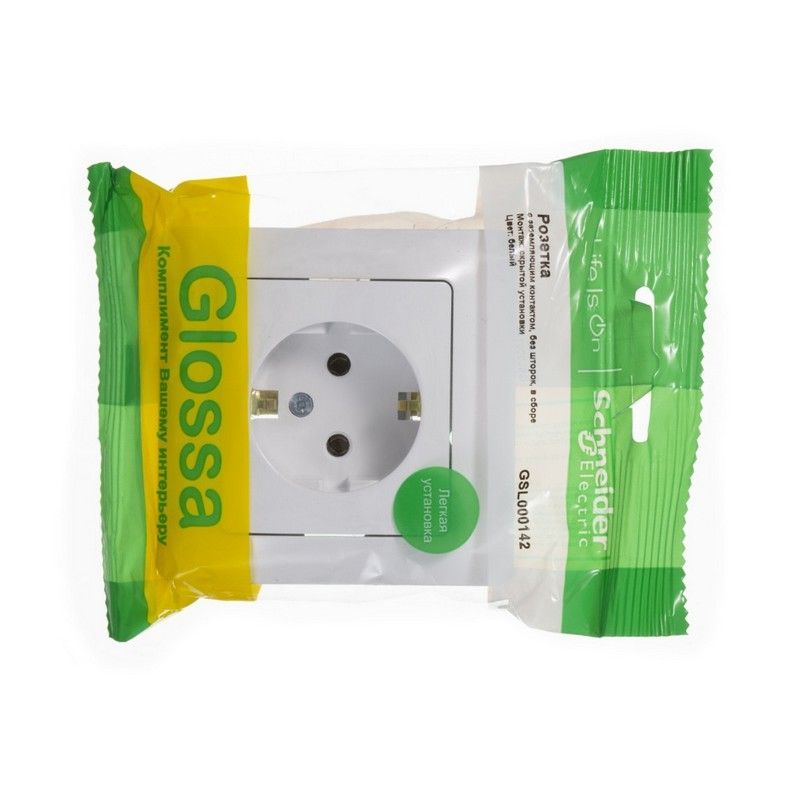 Glossa Белый Розетка Systeme Electric Glossa Белый с заземлением (в сборе с рамкой) GSL000142