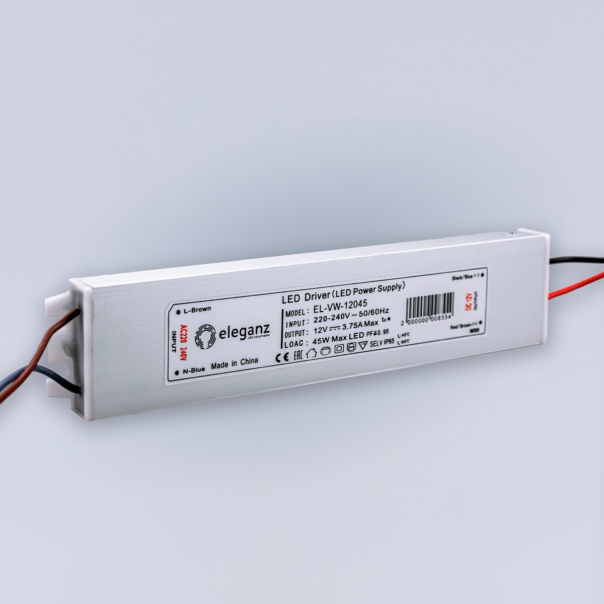 Блоки питания для светодиодной ленты Блок питания для светодиодной ленты Eleganz 12V 45W IP65 сверхтонкий  