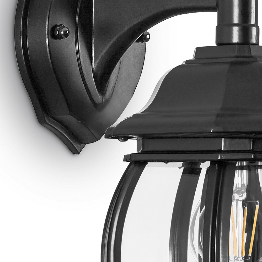 Уличные настенные светильники Светильник садово-парковый Feron PL8102 восьмигранный на стену вниз 100W E27 230V черный 11098 