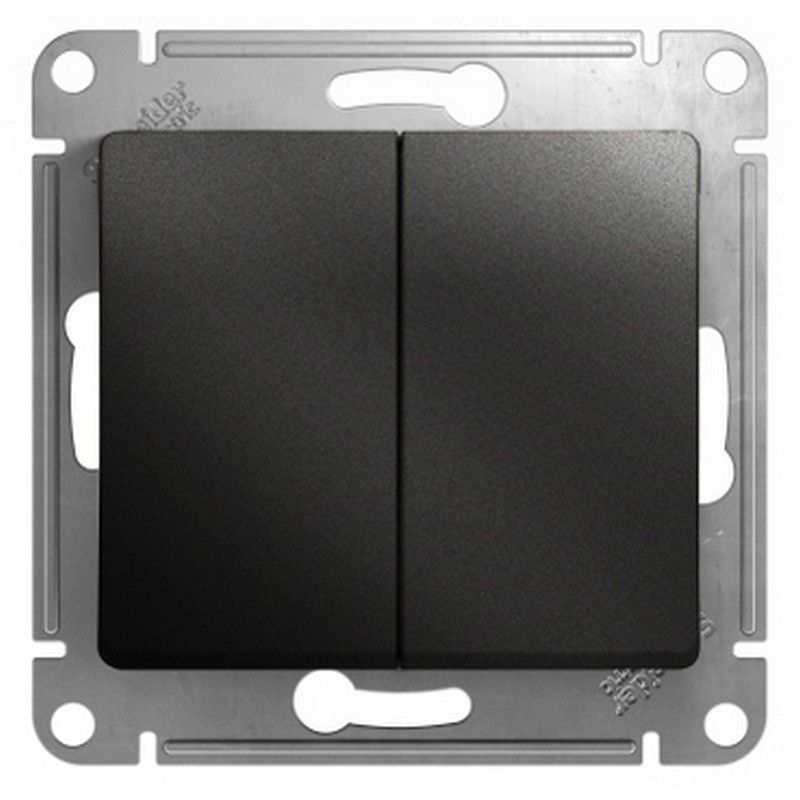 Glossa Антрацит Выключатель Systeme Electric Glossa Антрацит 2-клавишный, сх.5, 10АХ механизм GSL000751