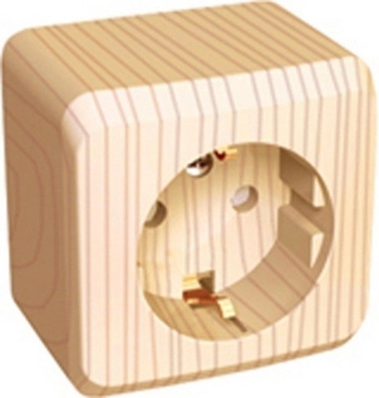 Этюд Дача Розетка 1-ая Systeme Electric Этюд наружный Дача Сосна с/з со шторками PA16-004D