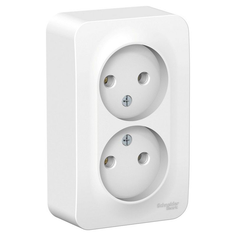 Blanca белые розетки и выключатели Розетка SE Blanca 2-ая Белый наружный б/з без шторок монтажная плата BLNRA000221