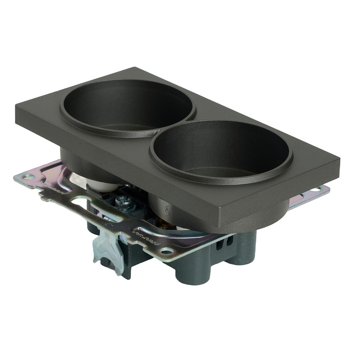 Катрин - Розетки и выключатели Stekker Розетка 2-местная б/з STEKKER GLS10-7113-06 250V 10А с защ. шторкой Катрин графит 49421