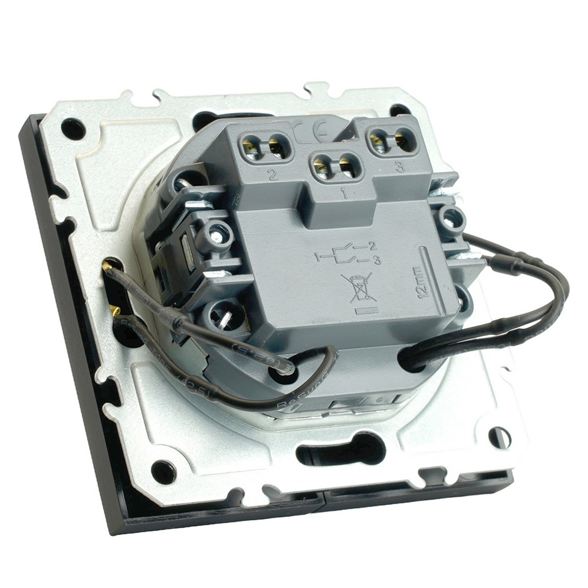 Эмили - Розетки и выключатели Stekker Выключатель 2-клавишный c индикатором STEKKER Эмили RSW10-5102-05 черный уголь soft touch 49838