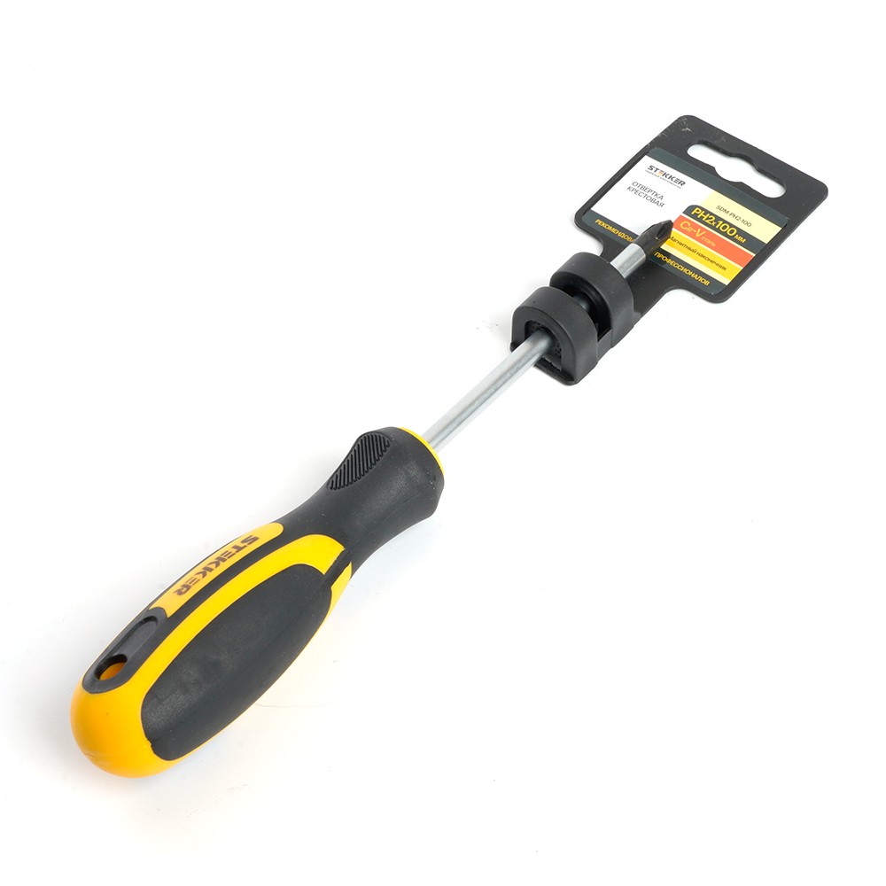 Отвертка крестовая STEKKER Ph 2 х 100 мм Cr-V двухкомпонентная рукоятка SDM-PH2-100 39770 фото