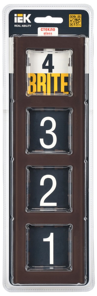 IEK Brite Рамки Рамка IEK BRITE 4-местная РУ-4-2-БрТБ стекло бронза BR-M42-G-K45