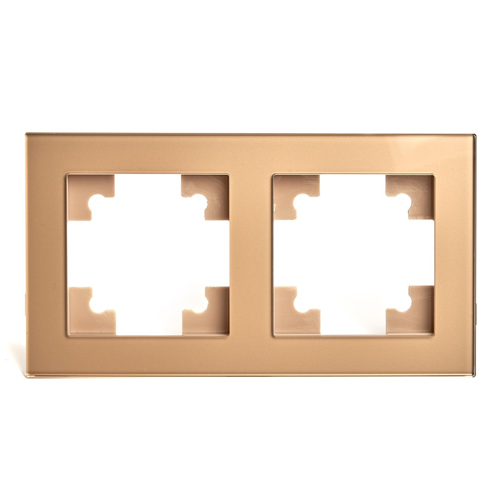 Катрин - Розетки и выключатели Stekker Рамка 2-местная стекло STEKKER GFR00-7002-08 серия Катрин золото 49034