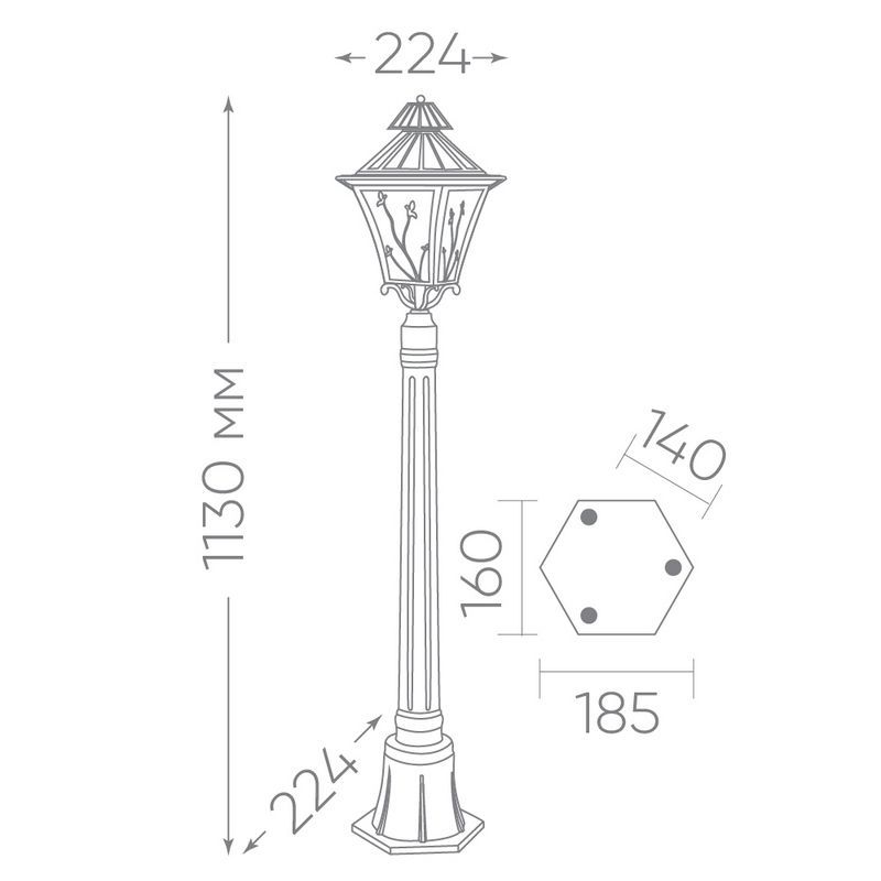 Уличные светильники столб Светильник садово-парковый Feron PL636 столб 60W 230V E27 черное золото 11645 