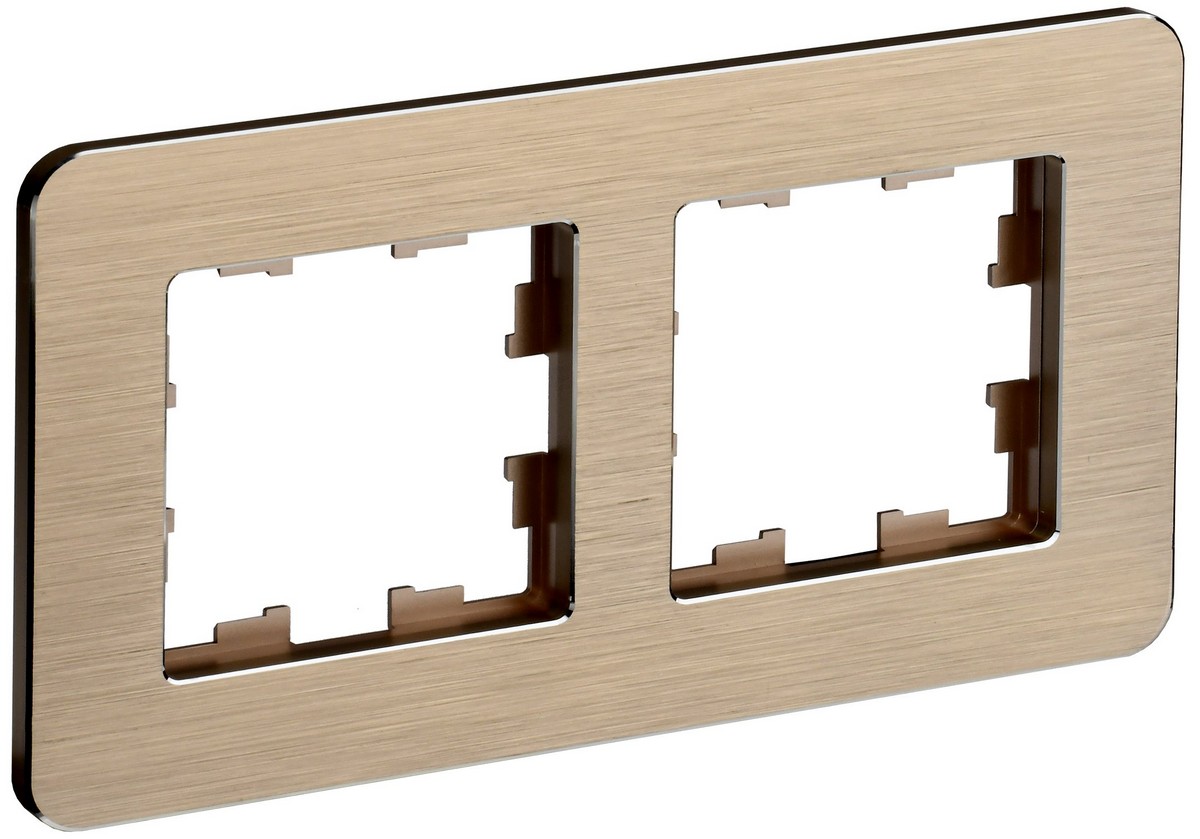 IEK Brite Рамки Рамка IEK BRITE DECOR Шампань металл. скругл.уголРамка 2-м РУ-2-1-Бр RE AL BR-M22-M-21-K37