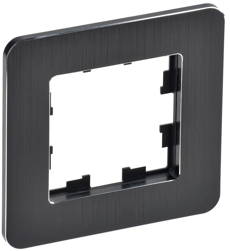 IEK Brite Рамки Рамка IEK BRITE DECOR Черный/алюм металл. скругл.угол 1-м РУ-1-1-Бр RE AL BR-M12-M-21-K02