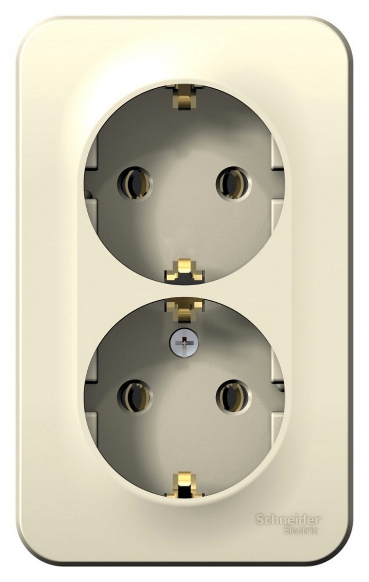 Blanca молочные розетки и выключатели Розетка SE Blanca 2-ая Молочная наружный с/з без шторок изолир. пластина BLNRA010212