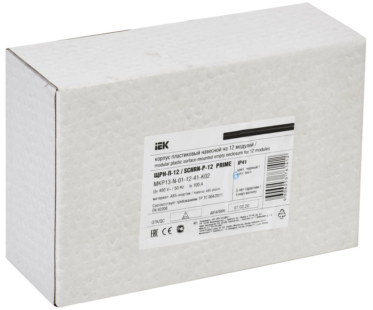 Пластиковые боксы и щиты IEK Корпус пластиковый IEK PRIME навесной ЩРН-П-12 черный IP41 MKP13-N-01-12-41-K02