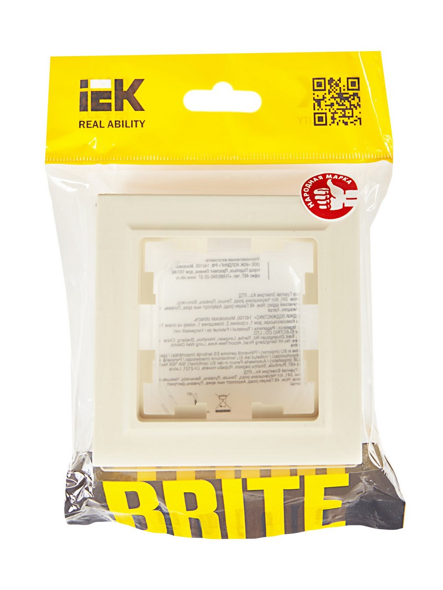 IEK Brite Рамки Рамка IEK BRITE 1-местная IP44Р У-1-БрКр-44 бежевый BR-M12-44-K10