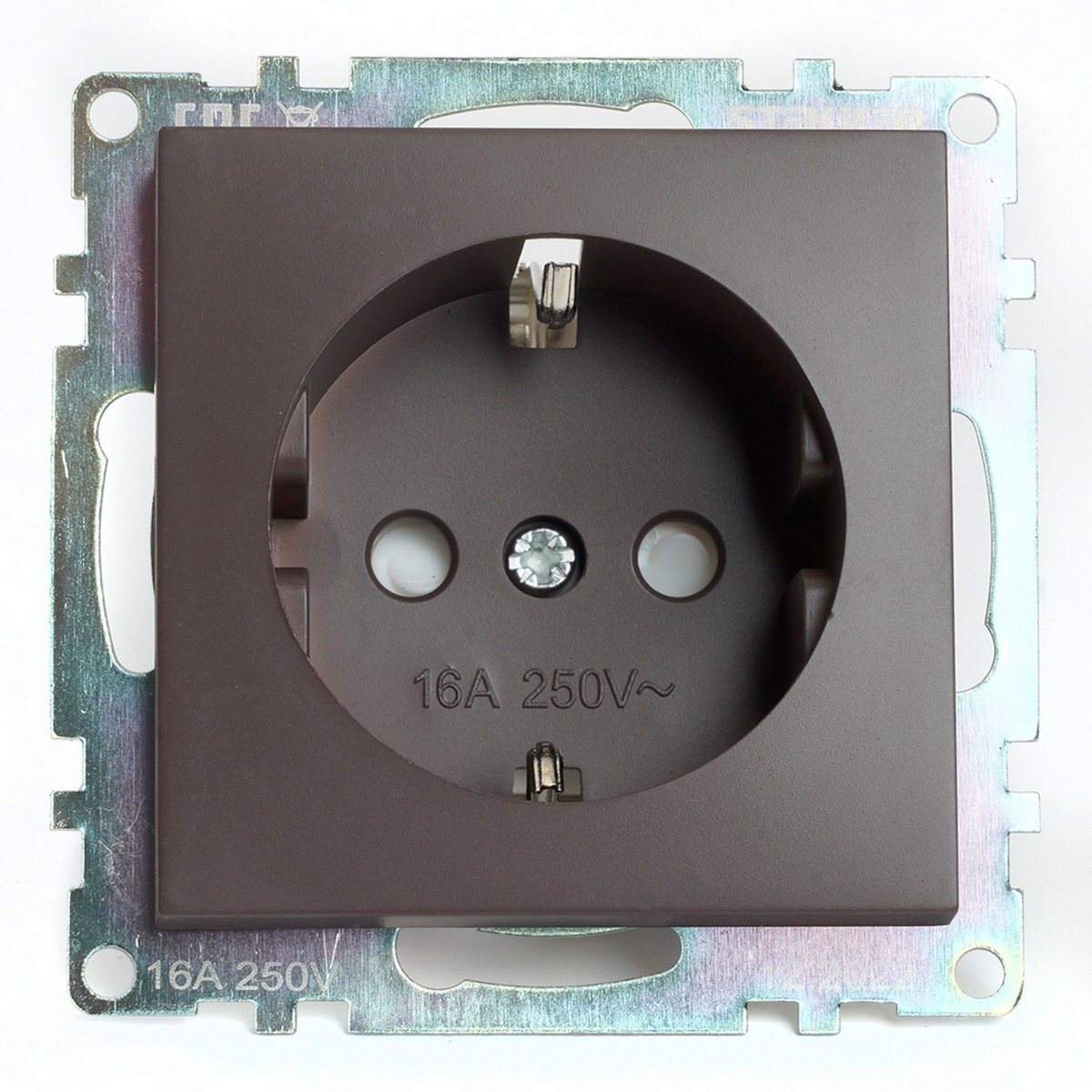 Катрин - Розетки и выключатели Stekker Розетка 1-местная с/з STEKKER GLS16-7110-04 250V 16А с защ. шторкой Катрин шоколад 49028