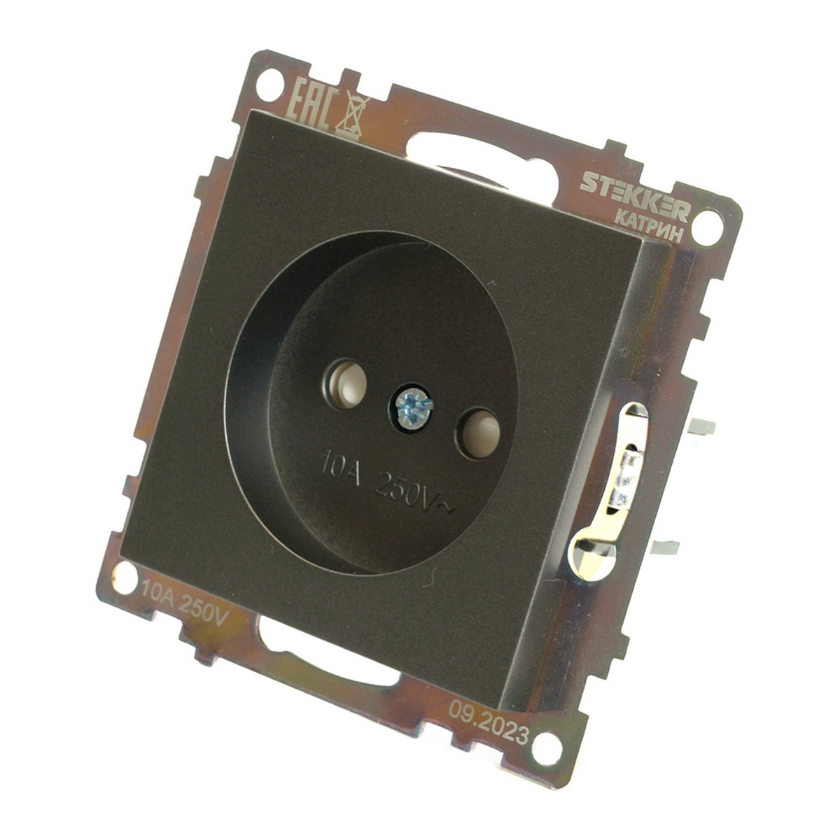 Катрин - Розетки и выключатели Stekker Розетка 1-местная б/з STEKKER GLS10-7109-06 250V 10A с защ. шторкой Катрин графит 49420