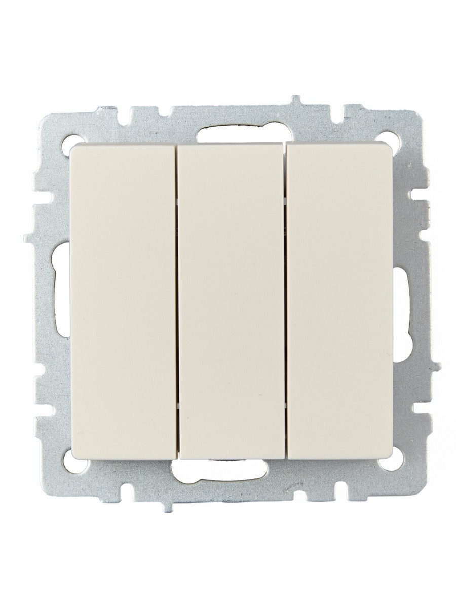 IEK Brite Бежевый Выключатель IEK BRITE 3-клавишный 10А ВС10-3-0-БрКр бежевый BR-V30-0-10-K10