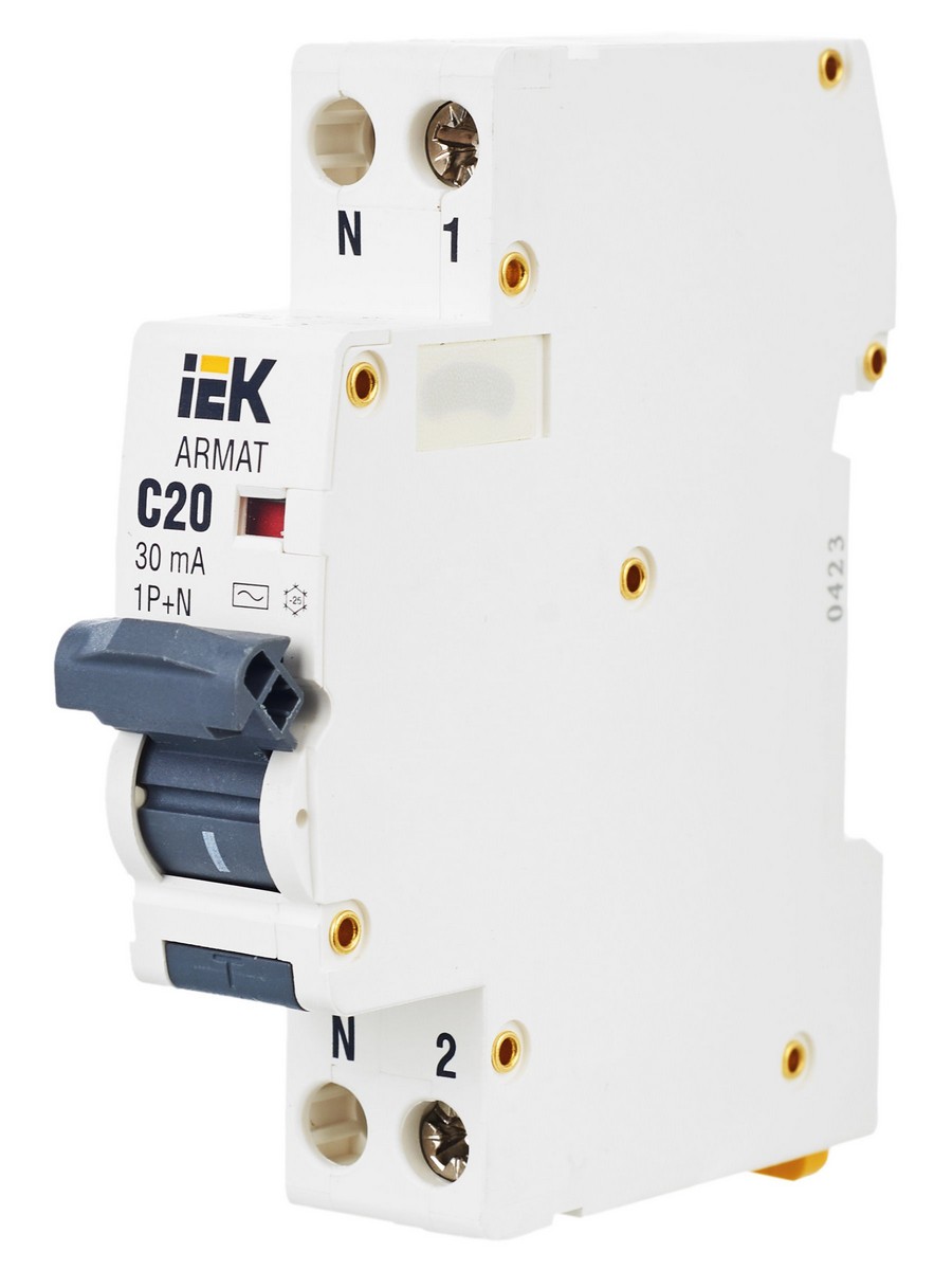 АВДТ Дифф. Автомат IEK ARMAT B06S 1P+NP C20 30мА тип AC (18мм) AR-B06S-1N-C20C030