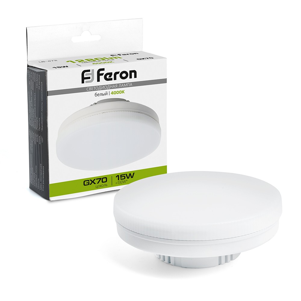 GX70, GX53 Лампа светодиодная Feron LB-472 GX70 15W 4000K 48304 